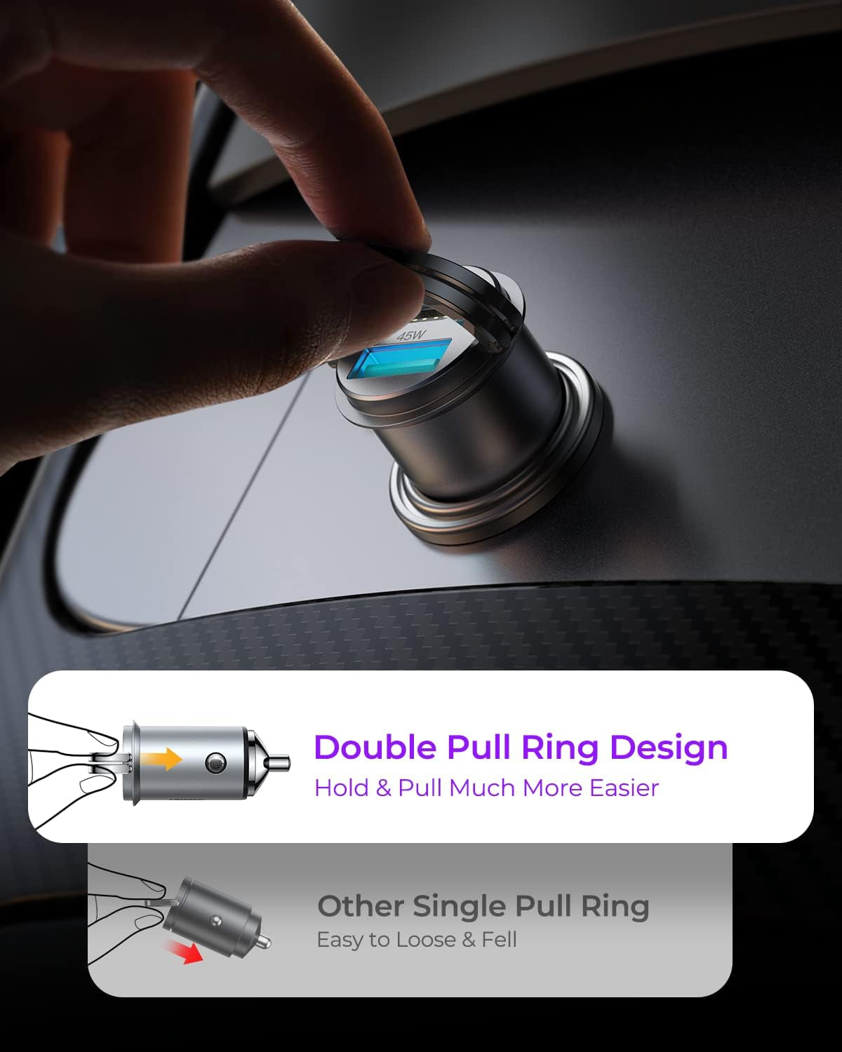 Dual USB C Car Charger Adapter,  90W Super Fast Type C Car Chargers [All Metal], Smallest Cigarette Lighter Fast Car Charing for Iphone 16/15/14 Pro Max, Samsung S24/23/22, Ipad Pro