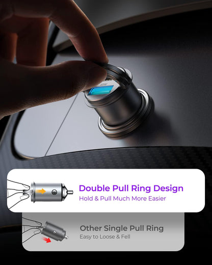 Dual USB C Car Charger Adapter,  90W Super Fast Type C Car Chargers [All Metal], Smallest Cigarette Lighter Fast Car Charing for Iphone 16/15/14 Pro Max, Samsung S24/23/22, Ipad Pro