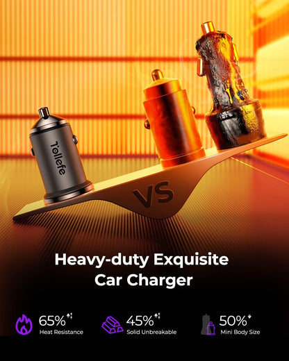 Dual USB C Car Charger Adapter,  90W Super Fast Type C Car Chargers [All Metal], Smallest Cigarette Lighter Fast Car Charing for Iphone 16/15/14 Pro Max, Samsung S24/23/22, Ipad Pro